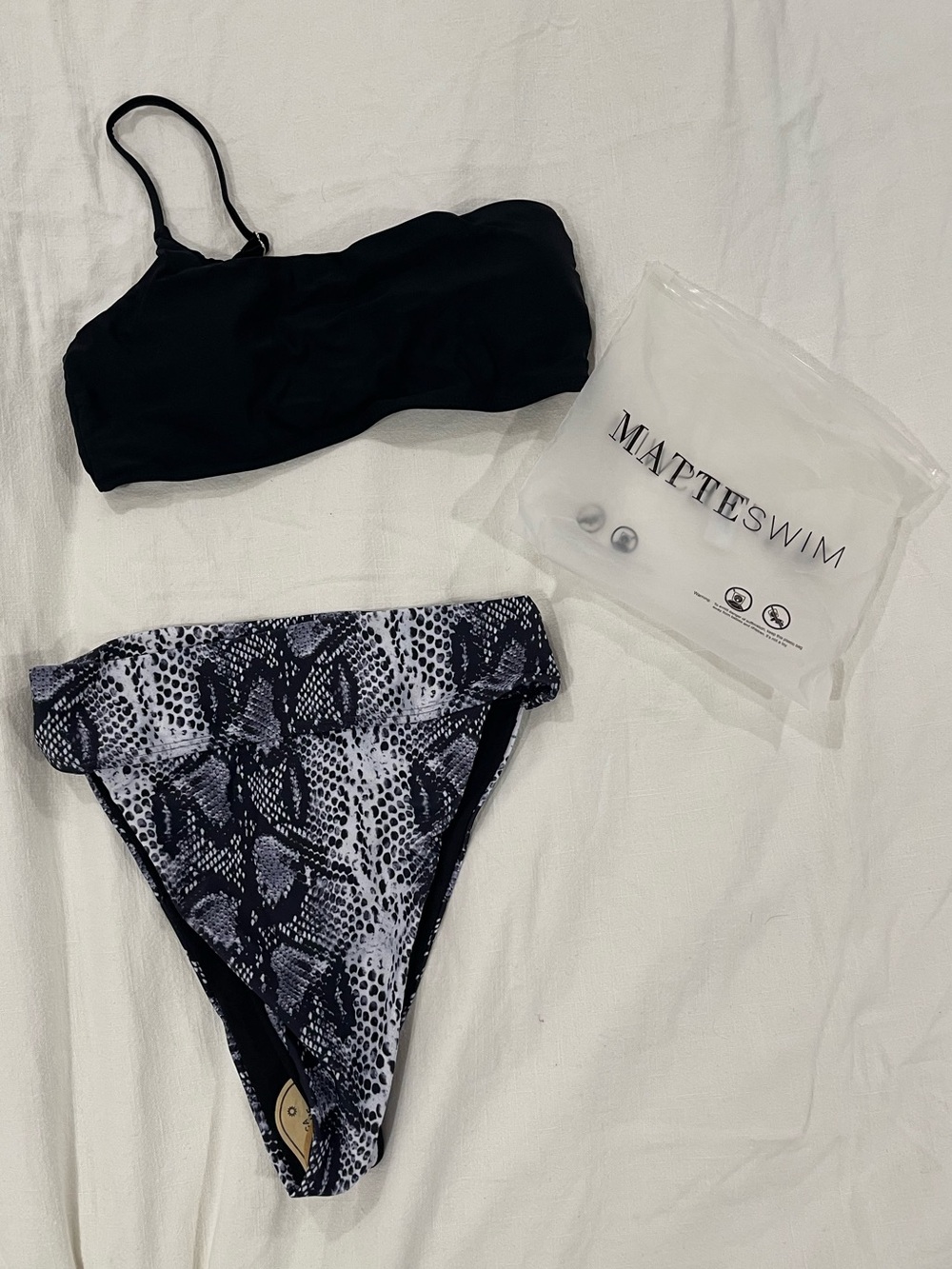 Matte Collection Swim Black & White Snake Print